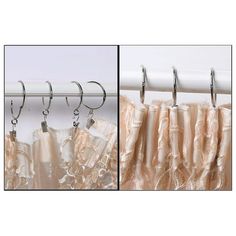 Description The item is a pack of 20pcs drapery ring with hook. The large rings slide smoothly onto an existing curtain rod, and each ring features a heavy-duty spring-tension clip, which attaches to the of curtains for elegant hanging. Besides, it is possible to transform any fabric into a drapery panel, and they offer a convenient solution for curtain that have tabs or pockets that are too small for the existing curtain rod. Features - Color: Silver - Material: Iron. - Size: About 3.8x3.8x0.3c Hanging Drapes, Large Rings, Buy Curtains, Big Ring, Shower Hooks, Small Ring, Curtain Rings, Drapery Panels, Curtains With Rings