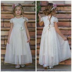 Ivory Flower Girl Dress, Flowergirl Rustic Dress, Flower Girl Dresses Off White, White Flower Girl Dresses Lace, Comunion Dress, Rustic Flower Girl Dress, Boho Flower Girl, Rustic Flower Girls, Ivory Lace Dress