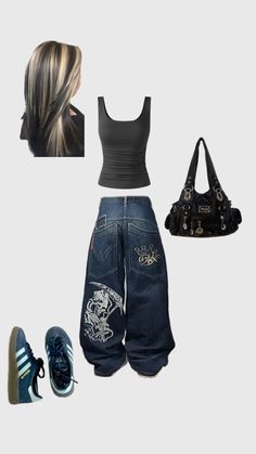 . Unique Style Outfits, Grunge Baggy, Outfit Inspo Casual, Streetwear Fashion Women, Cute Everyday Outfits, Kpop Fashion Outfits, Really Cute Outfits