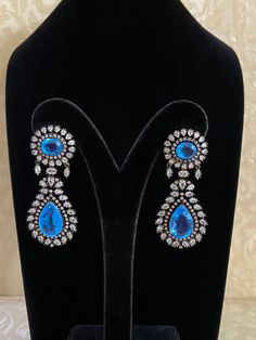 Amazing premium AD Victorian polish statement earrings Luxury Victorian Statement Jewelry, Victorian Blue Earrings For Formal Occasions, Luxury Victorian Earrings With Intricate Design, Victorian Blue Jewelry For Collectors, Luxury Victorian Gold Chandelier Earrings, Beautiful Tiaras, Little Things, Statement Earrings, Take That