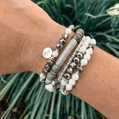 Stack & Save 20%! This gorgeous stack is layered with druzy, crystals, and silver hematite accents. This Sassy Stack is perfect for a day out with the girls or dress it up for date night! Please note that the beauty of natural stone is that no two pieces are exactly alike so pieces may vary slightly from picture. Features: Stackable Bracelets Beaded Easy to wear Handmade Timeless Winter Beaded Bracelets, Album Canvas, Cogic Fashion, Stacked Beaded Bracelets, Stackable Beaded Bracelets, Macrame Chairs, Handmade Beaded Bracelets, Stacked Bracelets, Stretchy Beaded Bracelet