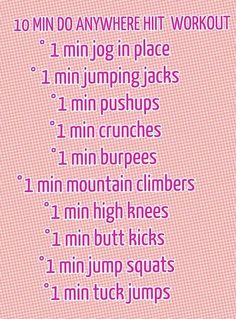 a pink poster with the words 10 minute workout for women in white lettering on it