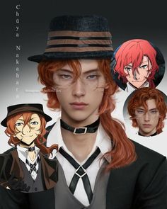 Chuuya With Long Hair, Chuuya Actor, Chuuya Cosplay Makeup, Chuuya Casual Clothes, Chuuya Haircut, Chūya Nakahara, Bsd Chuuya, Bsd Cosplay