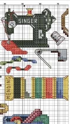 a cross stitch pattern with the words sewing on it