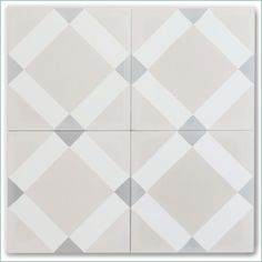 a white and grey tiled wall with blue border around the edges that are diagonally crossed