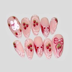 Strawberry Nail Art, Henna Nails, Hello Nails, Romantic Nails, Blush Nails, Soft Nails, Cuticle Pusher, Birthday Nails