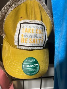 Lake cause beaches be salty frayed patch yellow and beige hat. Legacy - Old Favorite Trucker Cap- One size fits all -65/35 Cotton/polyester -Dirty washed cotton twill crown and mesh -Unstructured, six-panel, low-profile -Pre-curved visor, undervisor Contrasting snapback closure Please select Local Pickup if you would like to arrange a pick up or for us to arrange a pick up at one of our booths location. Please note that on screens designs and color do have a variation - we try to take a few pictures to showcase the items as closely as we can but we do want you to make aware that some things on screen  can be a little different than in reality. Columbia Tn, Beige Hat, Screen Design, Trucker Cap, Low Profile, Cotton Twill, Caps Hats, Accessories Hats, Vintage Inspired