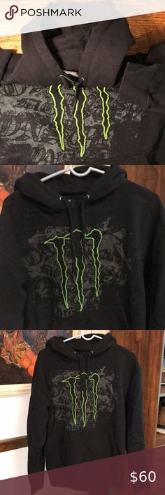 *Like New* Monster Energy Drink Mens Hoodie, Black, Neon Green Logo, Size Medium Monster Energy Sweatshirt, Monster Energy Clothing, Monster Energy Hoodie, Monster Outfit, Epic Clothes, Monster Hoodie, Monster Energy Drink, Mens Hoodie, Green Logo