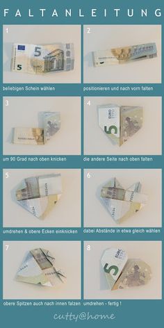 the instructions for how to fold an origami money