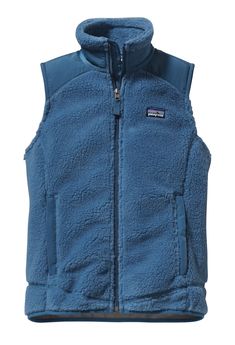 A femininely contoured vest made of Retro-X™ windproof polyester fleece; with quilted nylon over the shoulders and collar stand Fleece Vest Women, Patagonia Retro X, Womens Outdoor Clothing, Winter Vest, Blue Vests, Fleece Vest, Womens Fleece, Wardrobe Style, Patagonia Womens