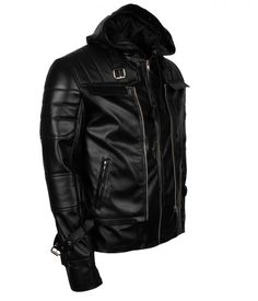 Buy Arkham Knight Hooded Leather Jacket at US Leather Mart. Cyberpunk Black Hooded Jacket For Fall, Black Cyberpunk Hooded Jacket For Fall, Fitted Black Biker Jacket With Double-lined Hood, Fitted Black Biker Hooded Jacket, Fitted Leather Hooded Jacket For Streetwear, Black Fitted Hooded Biker Jacket, Black Gothic Leather Outerwear, Fitted Black Biker Jacket With Detachable Hood, Edgy Black Hooded Leather Jacket