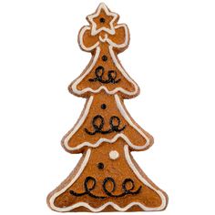 a decorated cookie christmas tree on a white background