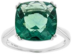 7.41ct Square Cushion Green Fluorite Rhodium Over Sterling Silver Solitaire Ring. Measures approximately .47"L x .47"W. Not sizeable. Green Topaz Ring For Formal Occasions, Green Cushion Cut Jewelry For Formal Occasions, Formal Green Topaz Ring, Formal Green Cushion Cut Jewelry, Formal Green Topaz Ring With Accent Stones, Formal Green Topaz Gemstone Ring, Formal May Birthstone Topaz Ring, Green Gemstone Ring For Formal Occasions, Formal Green Rings With Round Stone