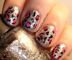 Cheetah Print Nails, Hang 10, Leopard Print Nails, Print Nails, Animal Print Nails, Sparkly Nails