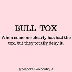 a pink background with the words bull tox written in black and white on it