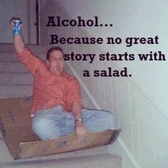 a man sitting on the stairs with a beer in his hand and an ad about alcohol