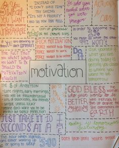 a handwritten motivational poster with the words motivation written on it in different colors