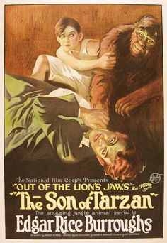 an old movie poster for the son of farzan and edgar rice burroughs's