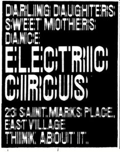 an advertisement for electric circus in black and white with the words, dancing daughters, sweet mothers