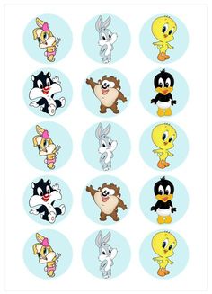 cartoon character stickers with different types of animals and birds in the middle of them