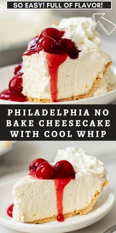 Cream Cheese Cool Whip Pie, Cheesecake With Cool Whip, Philadelphia Cheesecake Recipe, Cool Whip And Cream Cheese, Cool Whip Pie, Quick Cheesecake, Cream Cheese Cheesecake, Cheesecake Recipes Philadelphia, Philadelphia Cheesecake