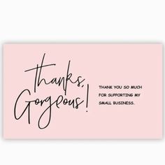 thank you so much for supporting my small business pink card with black ink on it