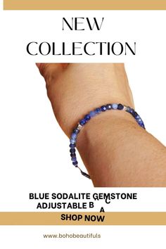 The Blue Sodalite Gemstone Adjustable Bracelet fits any wrist size perfectly, making it an ideal gift for yourself or a loved one. The rich blue color of the sodalite stones lends a calming and tranquil appearance to this bracelet, making it ideal for wearing with any outfit. This handcrafted piece is a must-have for any jewelry collection and serves as a reminder to appreciate the beauty of natural gemstones. Blue Sodalite, Adjustable Bracelet, Crystal Bracelets, Crystal Jewelry