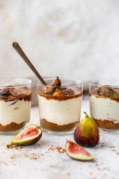 three desserts with fruit on the side