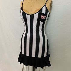 Reversible Referee Costume Dress That Turns Into A "Let's Play Ball" Dress Costume. It Is Made By Dreamgirl. It's Light Weight But Comfortable, Has Tags, Never Worn. 100% Polyester, Dry Clean Only. It Doesn't Have A Size Tag, But It Is A Small. Baseball Costume, Heart Cutout Dress, Referee Costume, Queen Halloween Costumes, Plus Size Halloween Costume, Lbd Dress, Dresses Ladies, Black Strapless Dress, Black Halter Dress