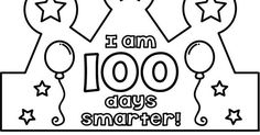 i am 100 days smarter coloring page with balloons and stars in the sky on it