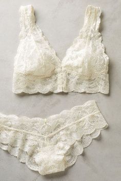 Clo Intimo Fortuna Long-Line Bralette - anthropologie.com Pola Bra, Cute Bralettes, White Lace Lingerie