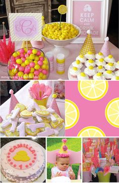 a collage of photos with lemons, cakes and desserts on it's sides