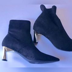 Alfani 8m Women Ankle Boots | Black Faux-Suede | Gold Tone 2” Heels Nwt/B Color Black | Bambeye Black Mc Sz 8m Heels 2” Gold Tone W/Black Sole Trim Pointed Toe Material Faux Suede / Soft Plush Pull-On/Pull-Up Measurements Heel 2” Shipping Shoe/Bag Item May Ship Without Box Bag/Shoe Item May Ship Without Stuffing Tags: Party| Dress | Skirt | Leather Pants | Shorts | Mini | Sweater | Slouchy | Black-Tie | Ankle Boots | Booties Inventory #A02042024 Trendy Suede Heeled Boots For Evening, Suede Ankle-high Heeled Boots For Evening, Ankle-high Suede Heeled Boots For Evening, Suede Low Heel Boots For Party, Suede High Ankle Heels For Evening, Suede Boots For Party With Low Heel, Party Suede Boots With Low Heel, Party Low Heel Suede Boots, Suede Ankle-high Heeled Boots For Party