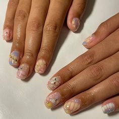 Pastel Marble Nails, Pastel Summer Nails, Fan Nails, Superflat, Manicure Gel, Marble Nails, Minimalist Nails