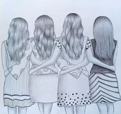 Best Friend Drawing Sketches, Farjana Drawing Academy, Farjana Drawing, Cool Girl Drawings, Pencil Sketch Tutorial, Pencil Sketches Of Girls, Sisters Drawing, Girls Holding Hands, Sketch Tutorial