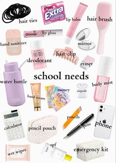 Schul Survival Kits, Middle School Essentials, Studie Hacks, School Emergency Kit, School Backpack Essentials, Middle School Survival, Preppy School Supplies, School Routine For Teens, Middle School Hacks