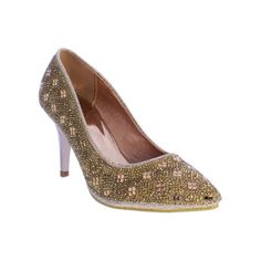 Womens Divine Rosario-01 Pointy Toe Rhinestone Low pump heel available in Rosegold. They are unique and fun, the Rhinestones makes them shinny and perfect for a wedding or a night out but the 3 inch Heel makes them dressy yet still comfortable. They have a plastic heel that won't get scratched easily. As with most pumps they run true to size to 1/2 size small. Size: 8.  Color: Gold.  Gender: female.  Age Group: adult. Bedazzled Gold Heels For Party, Gold Bedazzled Heels For Party, Bedazzled Gold Heels For Wedding, Gold Bedazzled Heels For Wedding, Party Gold Bedazzled Heels, Wedding Gold Bedazzled Heels, Gold Pointed Toe Heels With Bling, Bedazzled Gold High Heels, Gold Bedazzled High Heels