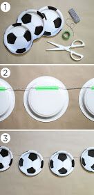 the instructions for making soccer garlands with paper plates