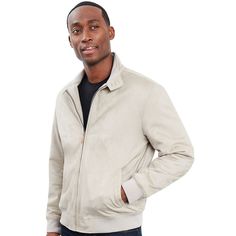 Make a stylish statement with this men's faux suede jacket from London Fog. Make a stylish statement with this men's faux suede jacket from London Fog. FEATURES Midweight insulation Water resistant Stretch fabric Long sleeves Ribbed hem and cuffs 2 pocketsFABRIC & CARE Polyester, spandex Lining: polyester, rayon Polyester fill Machine wash - Delicate Imported Color: Latte. Gender: male. Age Group: adult. Material: Cotton. Classic Suede Leather Jacket With Zipper, Classic Suede Outerwear With Zipper Closure, Harrington Jacket, Faux Suede Jacket, London Fog, Suede Jacket, Faux Suede, Polyester Spandex, Fabric Care