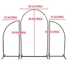 the size and measurements of an arched metal garden trellist with four sections for each side