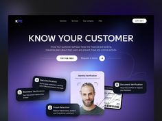 an image of a web page with the words know your customer on it and icons