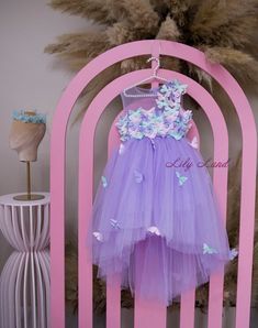 Butterfly Birthday Theme, Fairy Princess Costume, Birthday Party Girl, Baby Birthday Dress, Butterfly Birthday Party, First Birthday Dresses, Dress Lilac, Birthday Girl Dress, Tulle Flowers