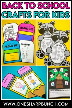 back to school crafts for kids with pictures of raccoon and other things in the background