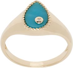 Ring in 9k gold. · Textured detailing at face · Bezel-set 0.36 ct turquoise · Bezel-set 0.003 ct diamond Supplier color: 9k yellow gold turquoise Luxury 14k Yellow Gold Turquoise Ring, Fine Gold Turquoise Ring With Diamond Accents, Gold Baby, Gold Texture, Bezel Setting, Womens Jewelry Rings, Apparel Accessories, Jewelry Collection, Fashion Accessories