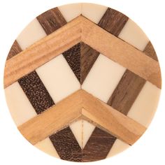 a wooden plate with different colored wood strips