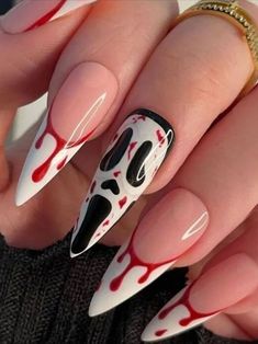 Get ready to spook up your nails this Halloween! 🎃👻💅 Check out these wickedly fun nail designs for the ultimate Halloween look. #HalloweenNails #NailArt #HalloweenInspo #SpookyNails #TrickOrTreat #NailGoals #HalloweenVibes #NailObsessed #HalloweenMakeup #NailsofInstagram 🕷️🦇🕸️ Black Ghost, Colorful Nails, Nail Type, Her Nails, Ghost Face