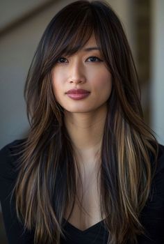 No idea on how to upgrade your long mane? Come see this updated gallery of long hair with side bangs! Hairstyles For Medium Length Hair With Long Bangs, Side Swept Bangs Long Hair With Layers Straight, Long Layered Hairstyles For Fine Hair, Side Bangstyle Hair Long Layers, Side Bangs Asian, Curtain Bangs Asian Hair, Side Part Bangs Long Hair, Hairstyles For Asian Hair, Long Hair With Face Framing Layers