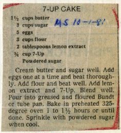 an old recipe card with instructions on how to bake