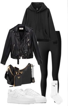 Black Jacket Outfit Aesthetic, Moving Day Outfit, Mode Zara, Practice Outfits, Looks Street Style, Mode Inspo, Sporty Outfits