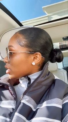 Fun and Flirty Style with Space Buns Low Buns, Sleek Ponytail Hairstyles, Edges Hair, Modern Minimalist Style, Center Part, Hair Twist Styles, Flat Iron Hair Styles